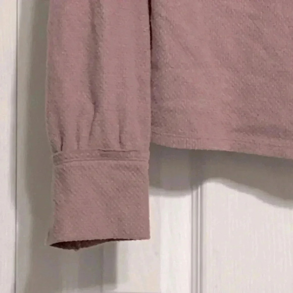 Free People Pullover Waffle Knit Sweatshirt Pink Cowl neck top shirt size small - Picture 5 of 11